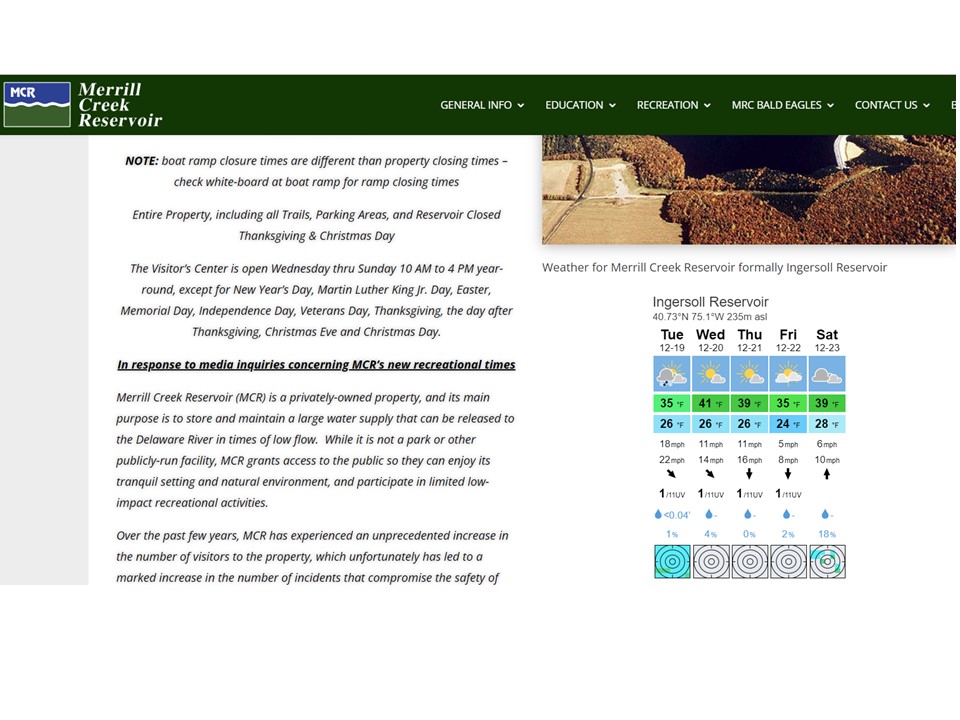 Weather Information for MCR now on the MCR Website
